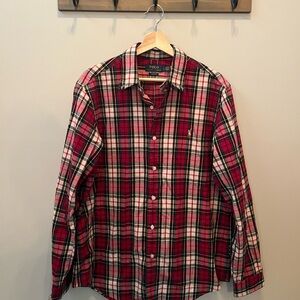 Ralph Lauren Men's Red and White Plaid Shirt